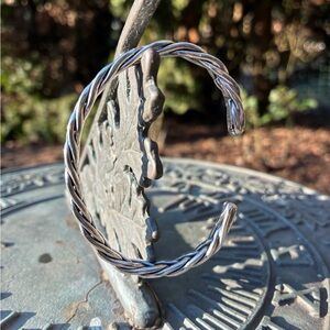 Vintage Mexican Sterling Silver Braided Rope Cuff Bracelet